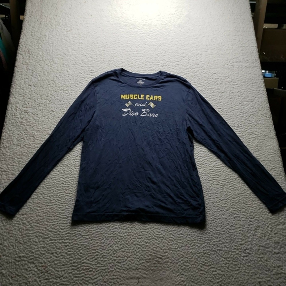 Lucky Brand Shirt Mens Large Blue Muscle Cars Graphic Long Sleeve Pajama Top